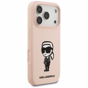 KARL LAGERFELD dėklas telefonui IPHONE 17 Pro Max su MagSafe suderintas (silikoninis su KL eskizu ir logotipu) - rožinis