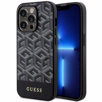 Guess GUHMP14LHGCFSEK iPhone 14 Pro 6.1" juodas/juodas kietas dėklas GCube Juostelės MagSafe