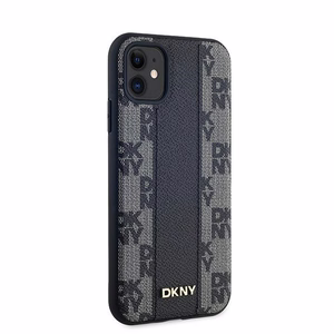 DKNY Odinis langeliais raštuotas magnetinis dėklas iPhone 11 / Xr - juodas