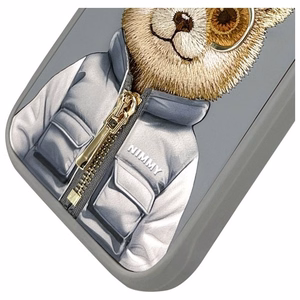 Nimmy Cool&Cute 2.0 Meškos dėklas telefonui iPhone 16 Pro - pilkas