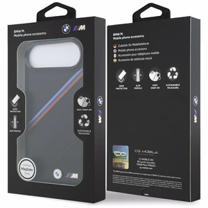 BMW M trispalvis metalinis logotipas magnetinis dėklas telefonui iPhone 17 Air - juodas