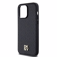DKNY odinis monogramos rašto su metaliniu logotipu magnetinis dėklas telefonui iPhone 14 Pro Max – juodas