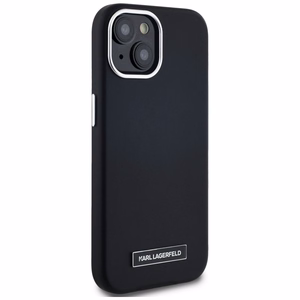 Karl Lagerfeld FW Metal Plate Magnetinis iPhone 15 dėklas - juodas