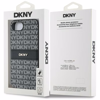 DKNY kartojamo tekstūros rašto su toninėmis juostelėmis dėklas iPhone 16e - juodas
