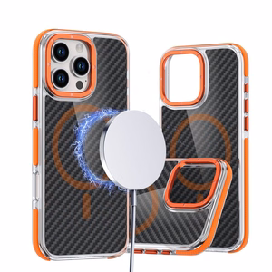 FIBER Dėklas comapitble with MagSafe for XIAOMI Redmi Note 15 Pro 5G oranžinis