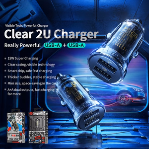 WEKOME WP-C40 Vanguard Series car charger, 2 × USB-A, 15 W, black and clear