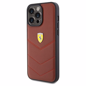 Ferrari Odinis siūlės linijos dėklas telefonui iPhone 15 Pro Max - raudonas