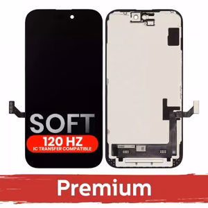 LCD ekranas suderinamas su iPhone 15 juodas (SOFT OLED / Stable 120Hz / Premium) savo diagnostika