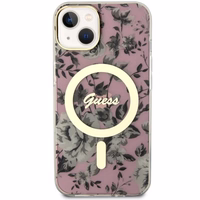 Guess GUHMP14MHCFWSP iPhone 14 Plus 6.7" rožinis/rožinis kietas dėklas Gėlė Magnetinis