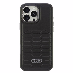 Audi Sintetinės odos Magnetinis iPhone 16 Pro Max 6.9" juodas/juodas kietas dėklas AU-TPUPCMIP16PM-GT/D3-BK