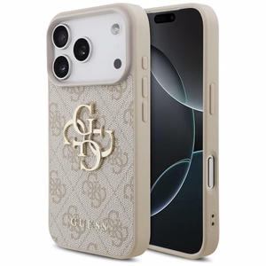 GUESS GUE005597 (4G PU Big Logo) dėklas, skirtas iPhone 18 Pro / 17 Pro, spalva – rožinė