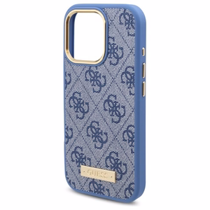 Guess 4G Logo Plate MagSafe iPhone 16 Pro Max dėklas - Blue