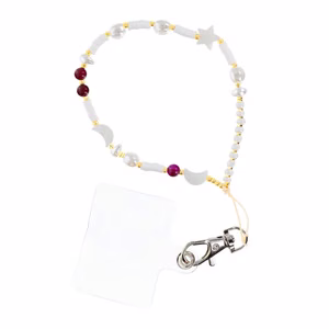 SHELLS Phone lanyard, Phone pendant / cord length 44cm (22cm in the loop) / on hand - white and purple