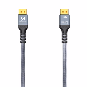 Wozinsky WPS-16AYL1S DisplayPort 2.1 kabelis VESA sertifikuotas 80 Gb/s 16K@60Hz 8K@120Hz 4K@240Hz HDR HDCP DSC 1m - juodas