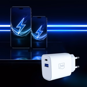 3mk FlowPower 25W 1A1C PD QC4+ sieninis įkroviklis - baltas