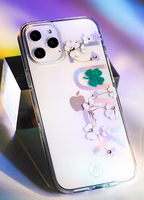 Kingxbar Lucky Series dėklas, dekoruotas originaliais Swarovski kristalais, iPhone 12 mini – skaidrus (Dobilas)