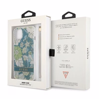 Guess GUHCP13SHFLSN iPhone 13 mini 5.4" žalias kietasis dėklas su gėlių dirželiu