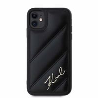 Karl Lagerfeld Diagonal Quilted Script dėklas telefonui iPhone 11 / Xr - juodas