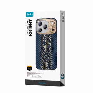 Mėlynas „Benks Magnetic Armor Air Knight“ kevlaro dėklas su metaliniu rėmeliu (C.K.FL.AP.GD.C072), skirtas iPhone 18 Pro / iPhone 17 Pro