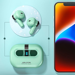 WEKOME VA06 Vanguard Series Bluetooth 5.2 TWS belaidės ausinės su įkrovimo dėklu, žalios