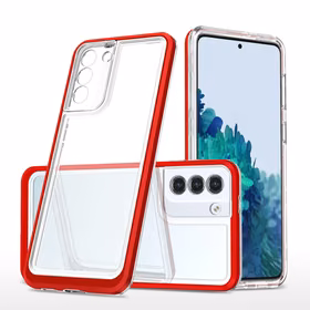 Skaidrus 3in1 dėklas Samsung Galaxy S21 + 5G (S21 Plus 5G) rėmelio gelis raudonas