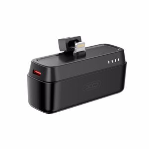 XO power bank mini PR244 20W 5000 mAh su "Lightning" jungtimi, juodas