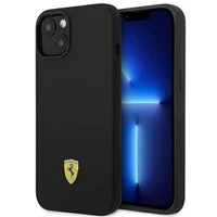 Dėklas telefonui Ferrari FEHCP14SSIBBK iPhone 14 6.1 juodas silikoninis metalinis logotipas