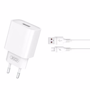 XO sieninis įkroviklis CE02D QC 3.0 18W 1x USB baltas + microUSB kabelis