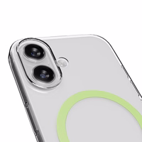 Puro Lite Mag TPU+PC dėklas suderinamas su MagSafe iPhone 17 - skaidrus su žaliu žiedu