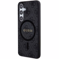 Guess 4G Collection Odinis Metalinis Logotipas Magnetinis dėklas telefonui Samsung Galaxy S24 - juoda