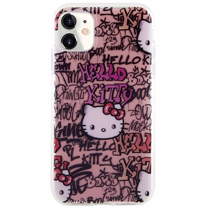 Hello Kitty IML grafičių dėklas telefonui iPhone 11 / Xr - rožinis