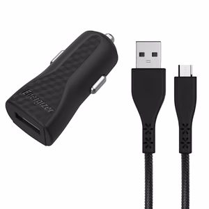 Energizer HardCase DC1ALMCM car charger, USB-A, 1 A, with Micro-USB cable, black