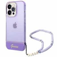 Dėklas telefonui Guess GUHCP14LHGCOHU iPhone 14 Pro 6.1 violetinis perlamutrinis dirželis