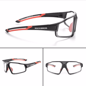 Rockbros SP216BK fotochrominiai UV400 dviratininko akiniai - juodi ir raudoni