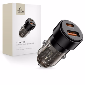 CC03 2 prievadų PD75W automobilinis įkroviklis - juodas