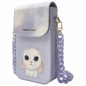 Nimmy Big Eyed Pet 2.0 Triušis 3-in-1 Dėklas telefonui + Piniginė + Sekimo įrenginio dėklas - violetinis (m)