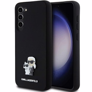 Karl Lagerfeld silikoninis Karl&Choupette metalinis smeigtukas dėklas telefonui Samsung Galaxy S23+ - juodas