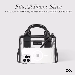 Case-Mate Micro Tote Bag vandeniui atsparus krepšys per petį, Midnight Black / Clear