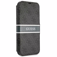Guess GUBKP13S4GDGR iPhone 13 mini 5.4" pilkas/pilkas knygos tipo dėklas 4G Stripe