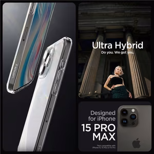 Spigen Ultra Hybrid чехол для iPhone 15 Pro Max - прозрачный матовый