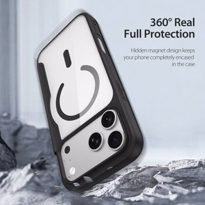 Juodas DUX DUCIS SKIN X PRO dėklas iPhone 18 Pro / 17 Pro (Open Ring Version), suderinamas su MagSafe