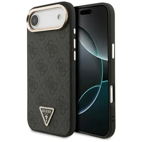 GUESS dėklas telefonui IPHONE 17 Air, suderinamas su MagSafe GUHMP17MP4GTDGMK (4G PU W/ Triangle Logo) auksinis ir juodas