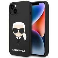 KARL LAGERFELD KLHCP14SSLKHBK IPHONE 14/15/13 6.1 "DĖKLAS JUODAS / JUODAS SILIKONINIS KARL`S HEAD