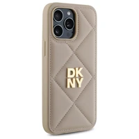 DKNY Quilted Stack Logo dėklas telefonui iPhone 14 Pro - smėlio spalvos
