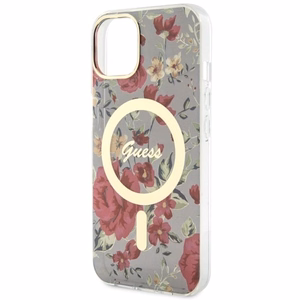 Guess GUHMP14MHCFWSA iPhone 14 Plus 6.7" žalias/chaki kietas dėklas Gėlė Magnetinis