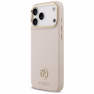 Guess Grūdėtas Strass Logotipas Magnetinis dėklas telefonui iPhone 17 Pro Max - rožinis