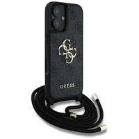 Guess 4G Big Logo Cord Stap dėklas telefonui iPhone 16 - juodas