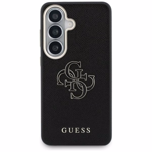 Guess dėklas Grained Big 4G Metal Logo for Samsung Galaxy S26 juodas