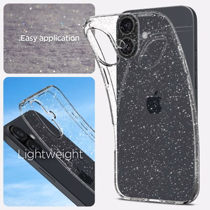 Spigen Liquid Crystal dėklas, skirtas iPhone 16 6.1", skaidrus su blizgučiais