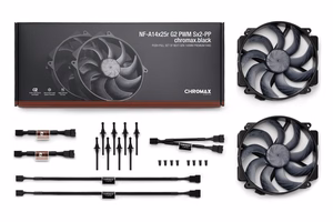 Noctua NF-A14x25r G2 PWM Sx2-PP chromax.black dviejų ventiliatorių rinkinys, juodas